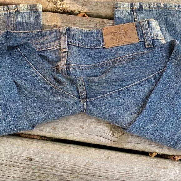 Vtg 90s American Eagle Jeans Super Low Rise Bootcut Distressed Sz 4P Hong Kong - Picture 9 of 14